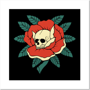 head skull and roses Posters and Art